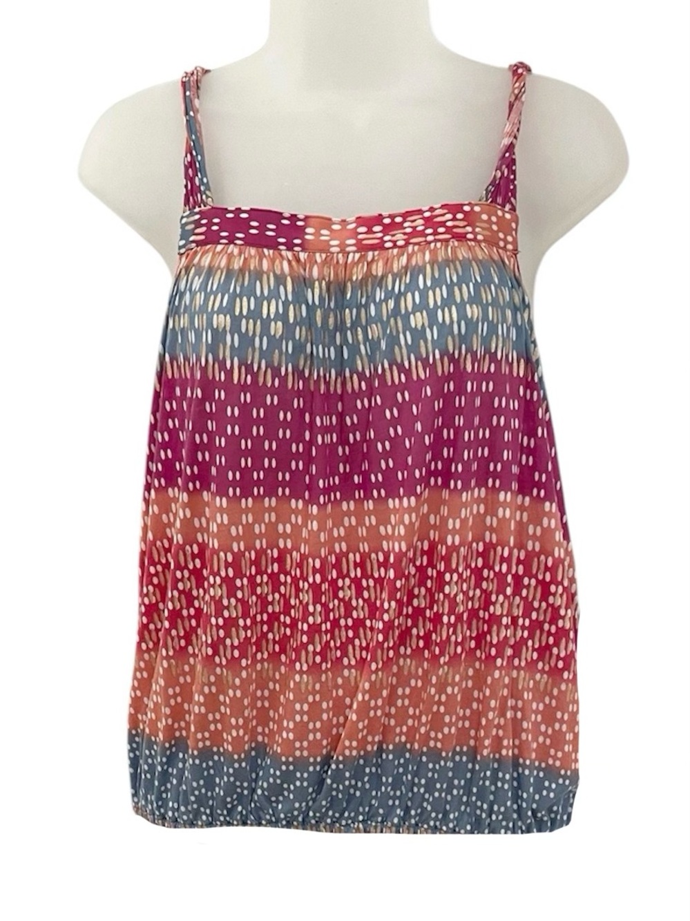 Free People Multi-Color Bubble Hem Metallic Print Boho Style Tank